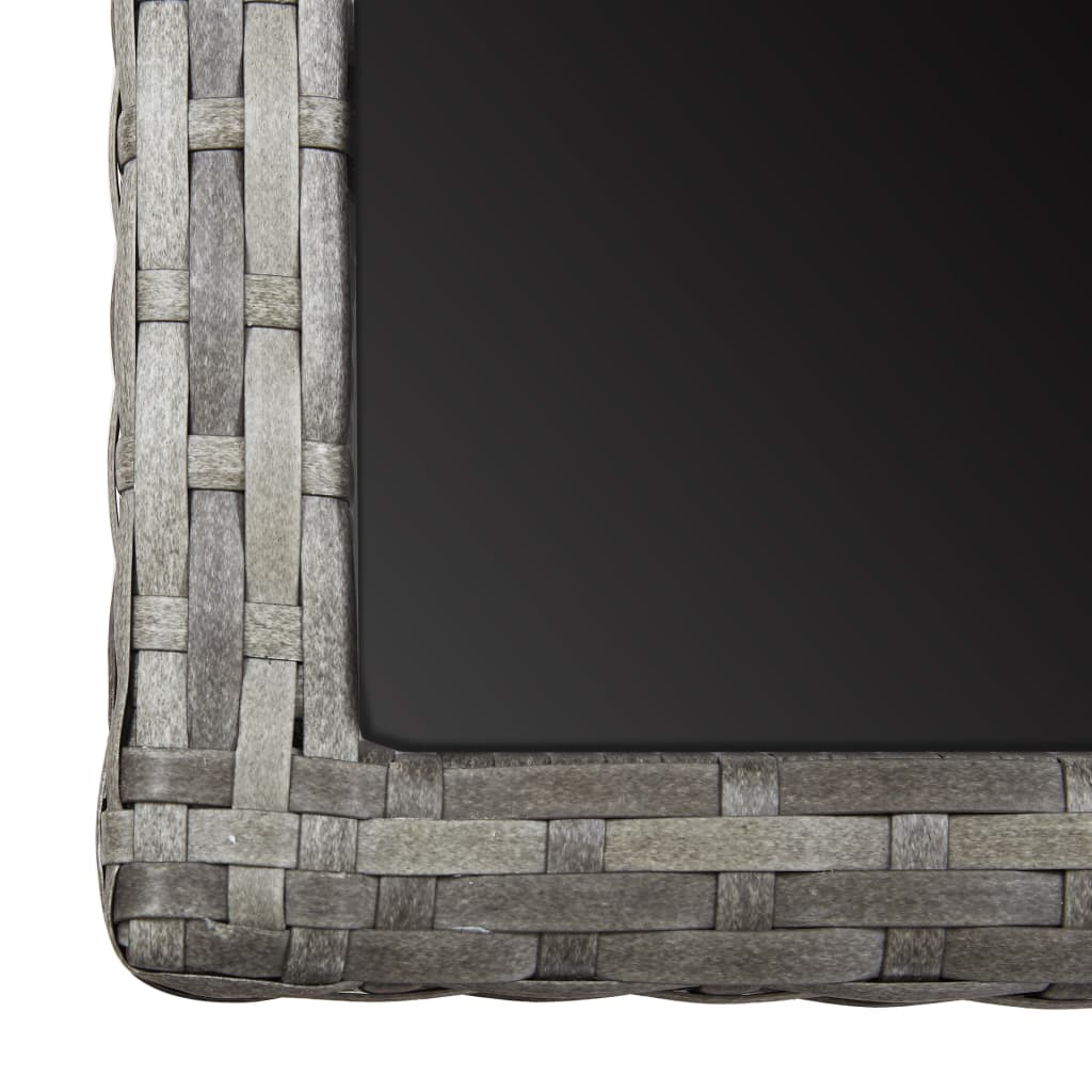 vidaXL Τραπέζι Κήπου Ανθρακί 110x53x72 εκ. Γυάλινο και Συνθετικό ρατάν