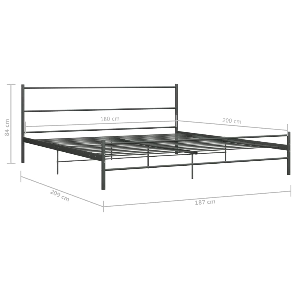 vidaXL Πλαίσιο Κρεβατιού Γκρι 180 x 200 εκ. Μεταλλικό