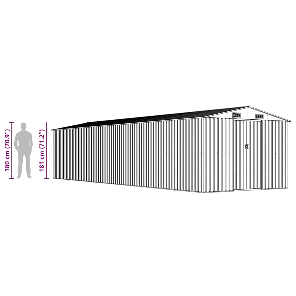vidaXL Αποθήκη Κήπου Ανθρακί 257 x 779 x 181 εκ. Γαλβανισμένο Ατσάλι