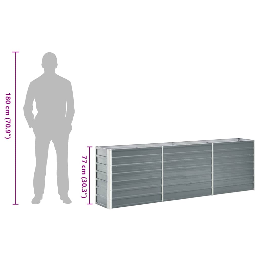 vidaXL Ζαρντινιέρα Υπερυψωμένη Γκρι 240x40x77 εκ. Γαλβανισμ. Χάλυβας