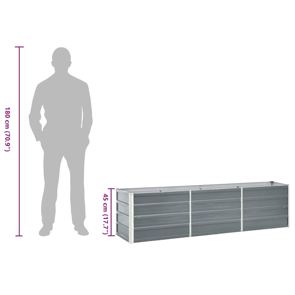 vidaXL Ζαρντινιέρα Υπερυψωμένη Γκρι 240x40x45 εκ. Γαλβανισμ. Χάλυβας