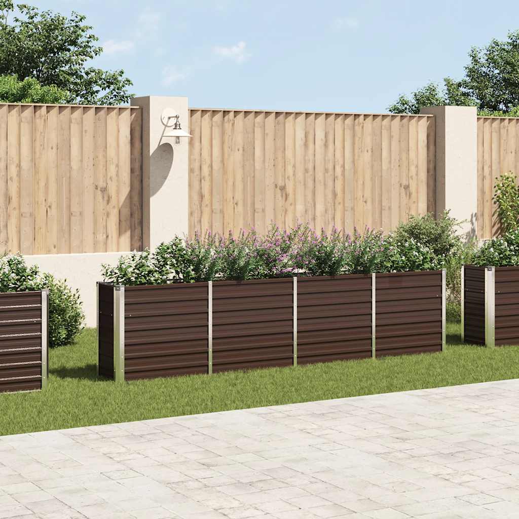 vidaXL Ζαρντινιέρα Ψηλή Καφέ 320 x 40 x 77 εκ. Γαλβανισμένος Χάλυβας