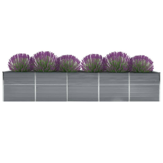 vidaXL Ζαρντινιέρα Υπερυψωμένη Γκρι 400x80x45 εκ. Γαλβαν. Χάλυβας