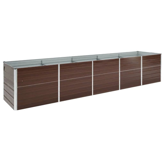 vidaXL Ζαρντινιέρα Υπερυψωμένη Καφέ 400x80x45 εκ. Γαλβαν. Χάλυβας
