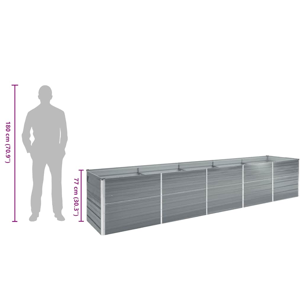 vidaXL Ζαρντινιέρα Υπερυψωμένη Γκρι 400x80x77 εκ. Γαλβαν. Χάλυβας