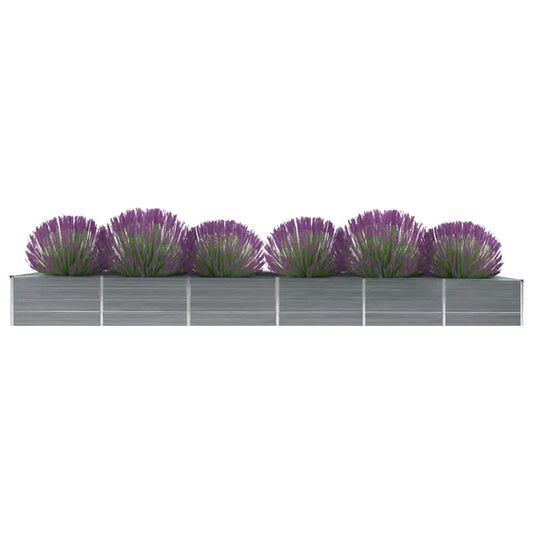 vidaXL Ζαρντινιέρα Υπερυψωμένη Γκρι 480x80x45 εκ. Γαλβαν. Χάλυβας