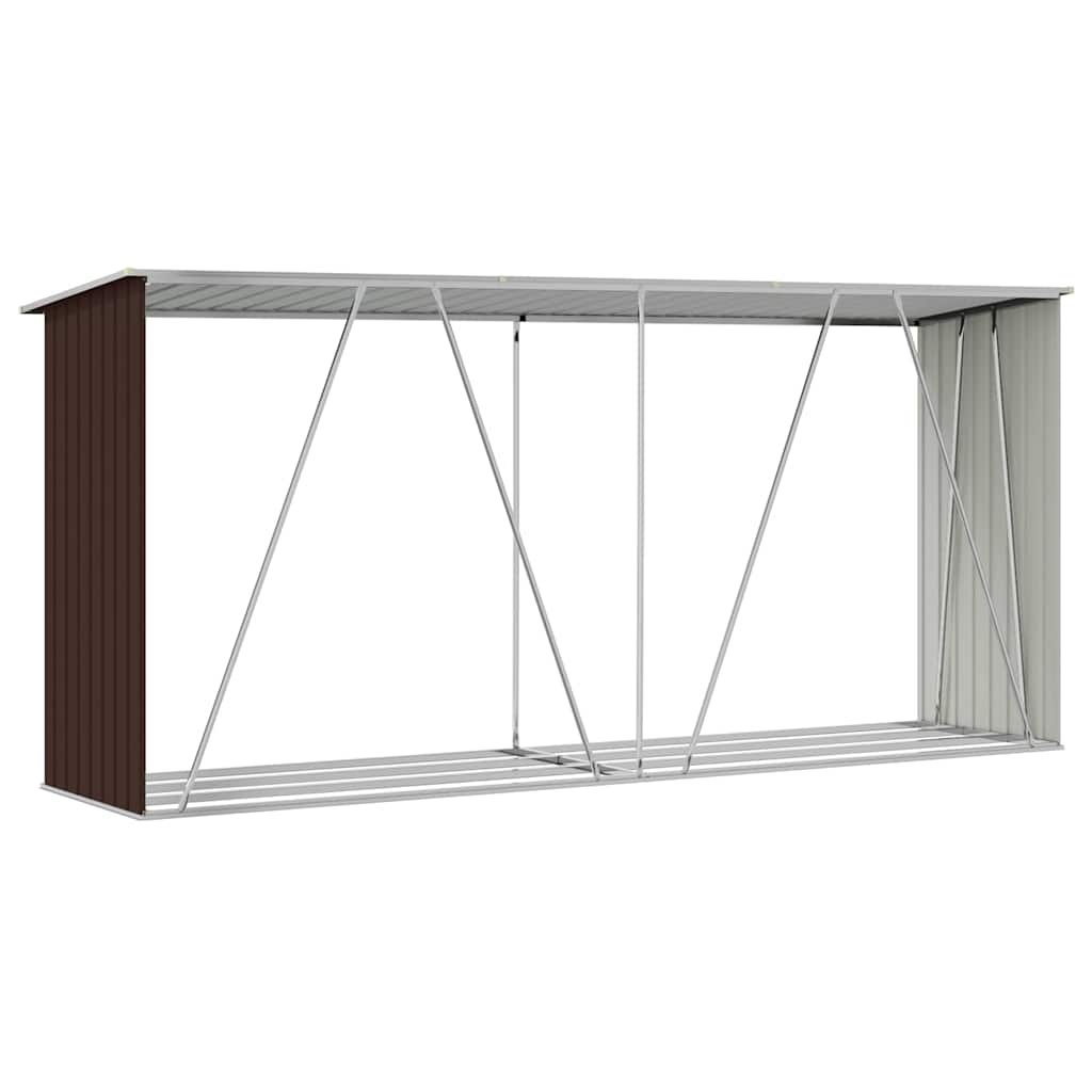 vidaXL Υπόστεγο Αποθήκευσης Ξύλων Κήπου Καφέ 330 x 84 x 152 εκ. Ατσάλι