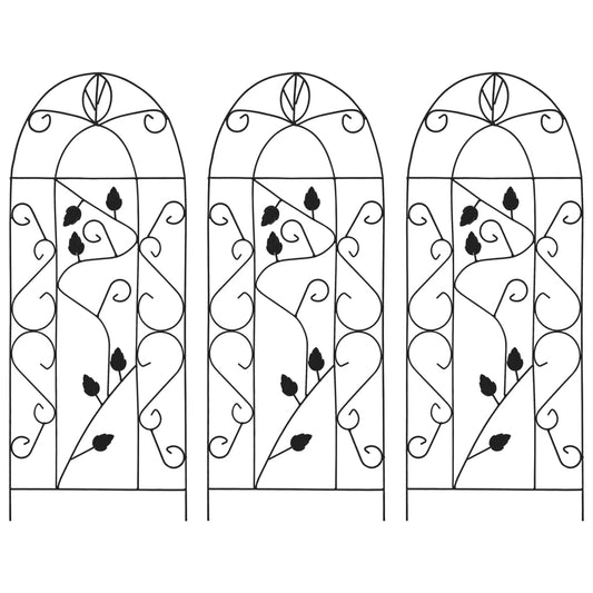 vidaXL Στηρίγματα για Αναρριχώμενα Φυτά 3 τεμ. Μαύρα 40x100 εκ. Σίδερο