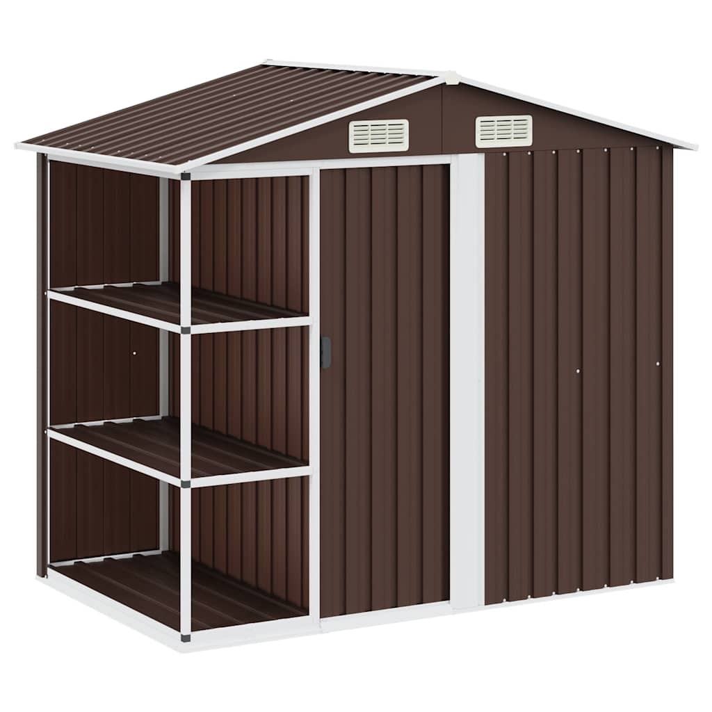 vidaXL Αποθήκη Κήπου με Ράφια Καφέ 205 x 130 x 183 εκ. Σιδερένια