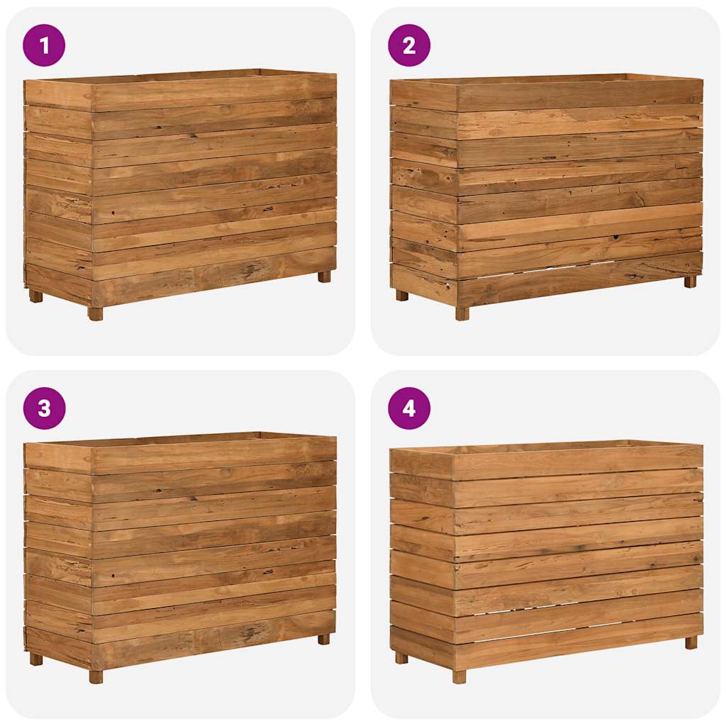 vidaXL Ζαρντινιέρα Υπερυψωμένη 100x40x72 εκ. Ανακυκλ. Ξύλο Teak/Ατσάλι