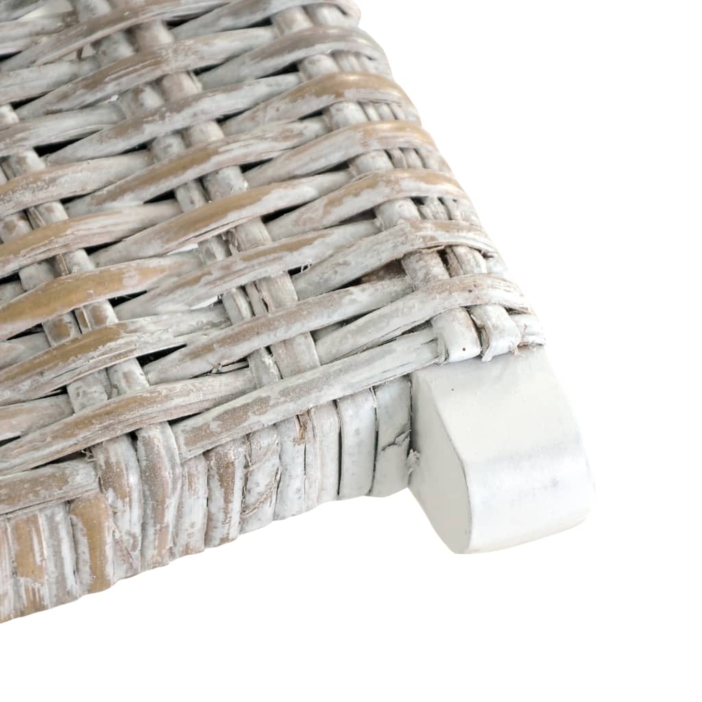 vidaXL Καρέκλα Λευκή Φυσικό Ρατάν Kubu και Μασίφ Μαόνι