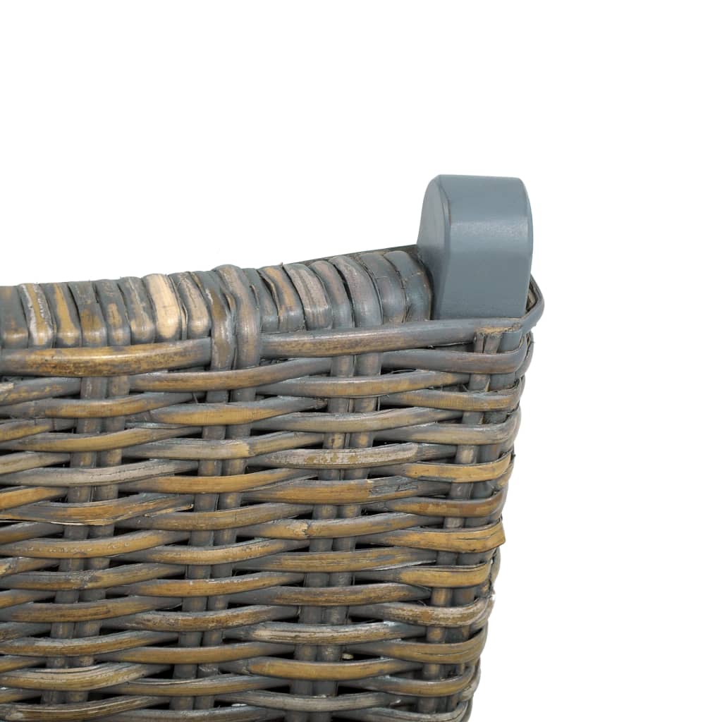 vidaXL Καρέκλα Γκρι Φυσικό Ρατάν Kubu και Μασίφ Μαόνι