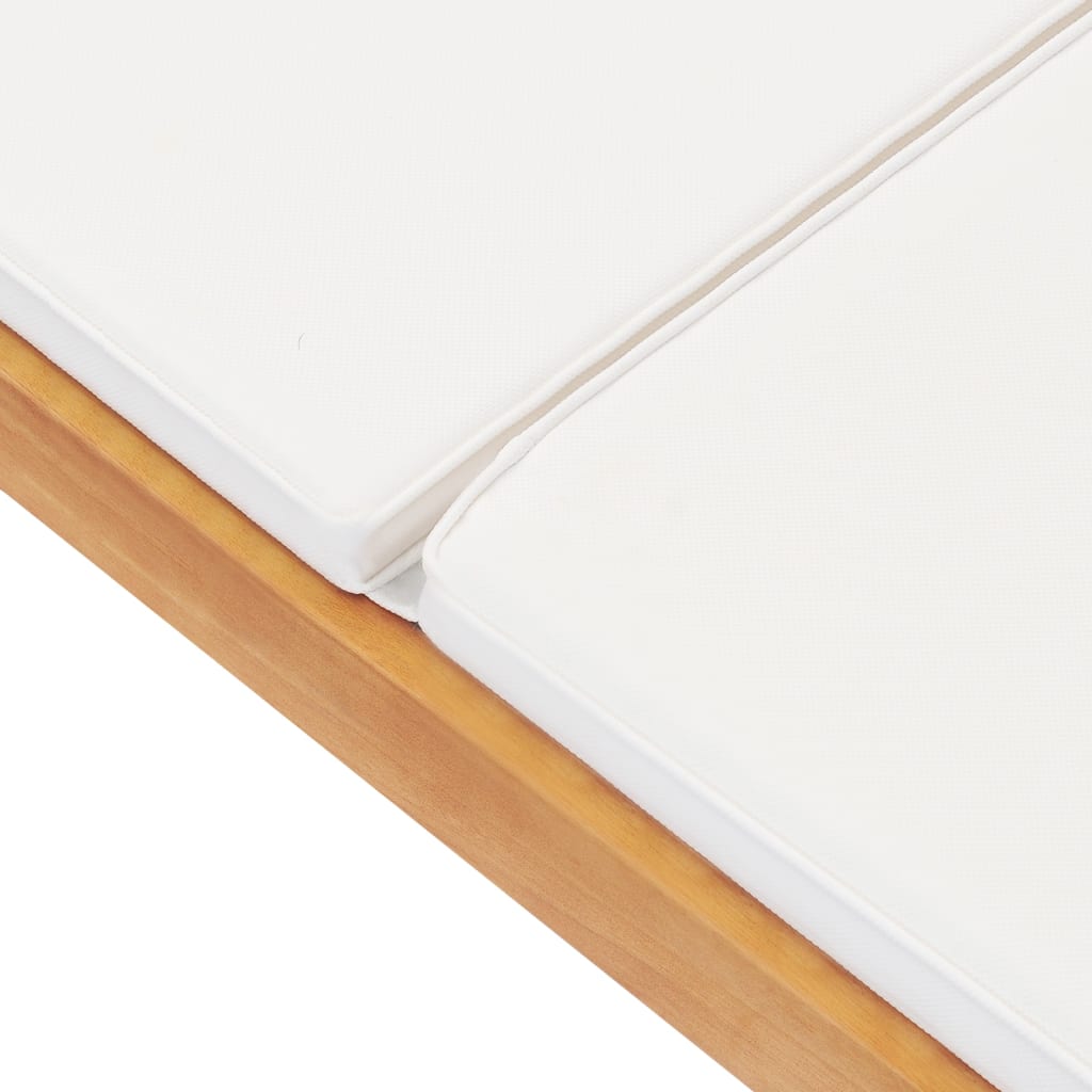 vidaXL Ξαπλώστρα Κρεμ από Μασίφ Ξύλο Teak με Μαξιλάρι