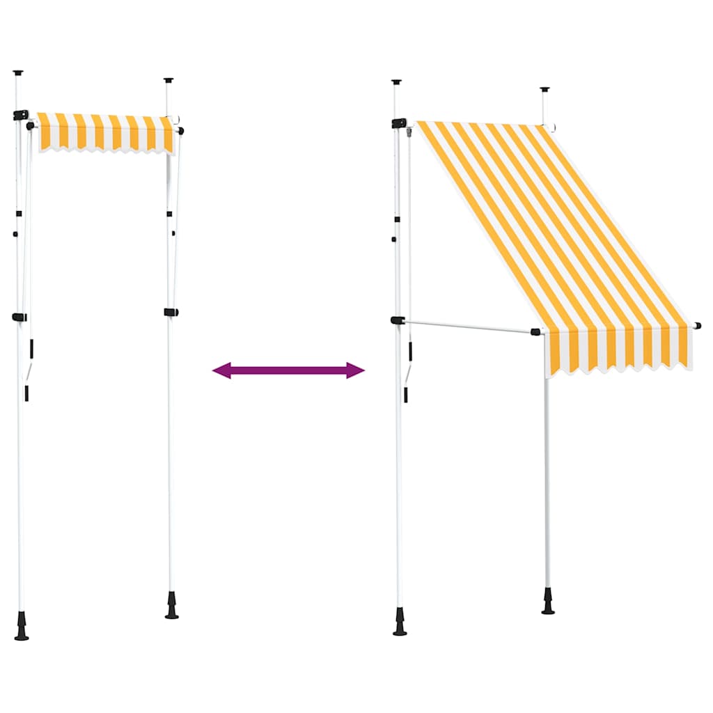 vidaXL Τέντα Συρόμενη Χειροκίνητη Πορτοκαλί με Λευκές Ρίγες 100 εκ.