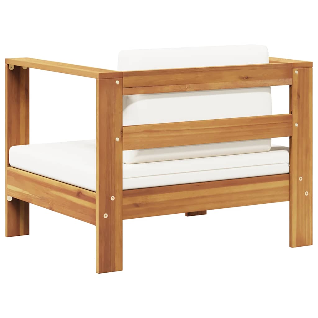 vidaXL Πολυθρόνα Κήπου από Μασίφ Ξύλο Ακακίας με Κρεμ Μαξιλάρι