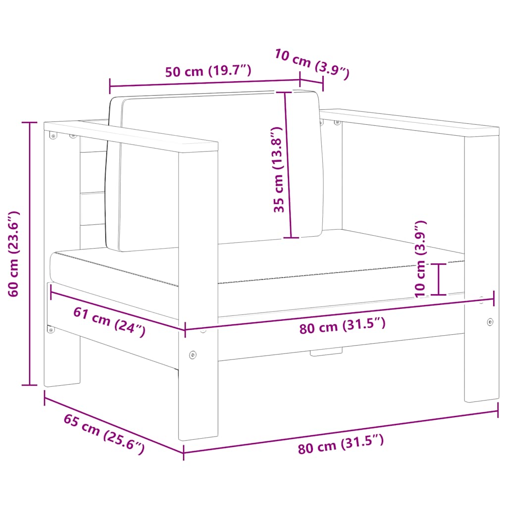 vidaXL Πολυθρόνα Κήπου από Μασίφ Ξύλο Ακακίας με Σκούρο Γκρι Μαξιλάρι