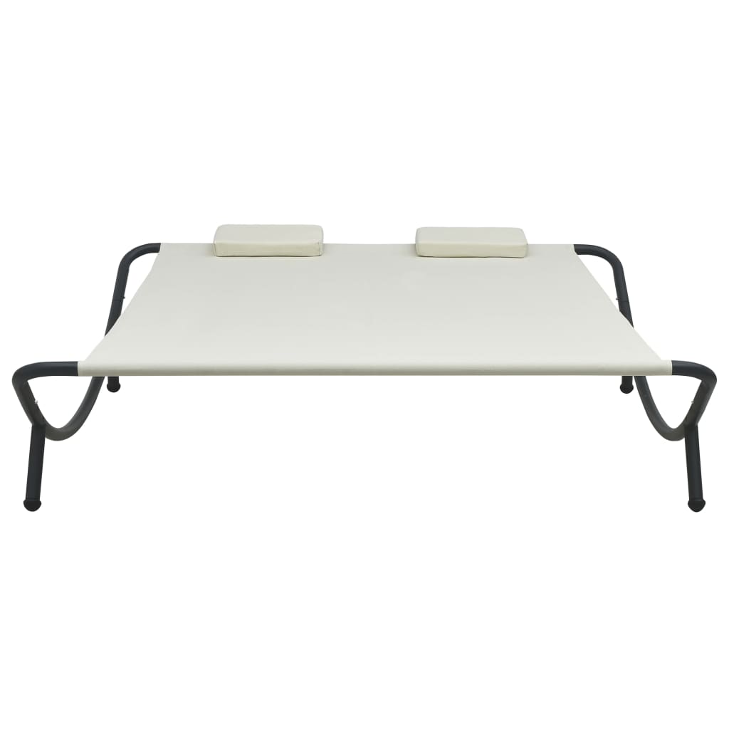 vidaXL Ξαπλώστρα - Κρεβάτι Διπλή Εξωτερικού Χώρου Κρεμ Υφασμάτινη