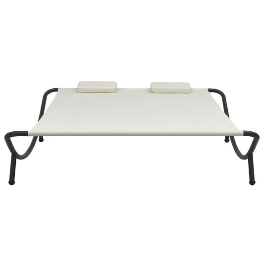 vidaXL Ξαπλώστρα - Κρεβάτι Διπλή Εξωτερικού Χώρου Κρεμ Υφασμάτινη