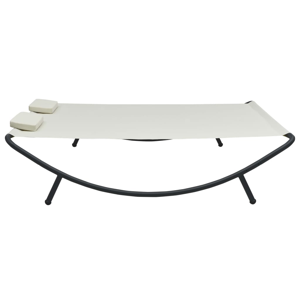 vidaXL Ξαπλώστρα - Κρεβάτι Διπλή Εξωτερικού Χώρου Κρεμ Υφασμάτινη