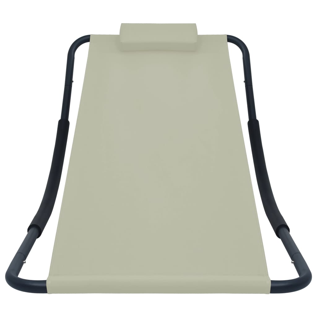 vidaXL Ξαπλώστρα - Κρεβάτι Κήπου Κρεμ 200 x 90 εκ. από Ατσάλι