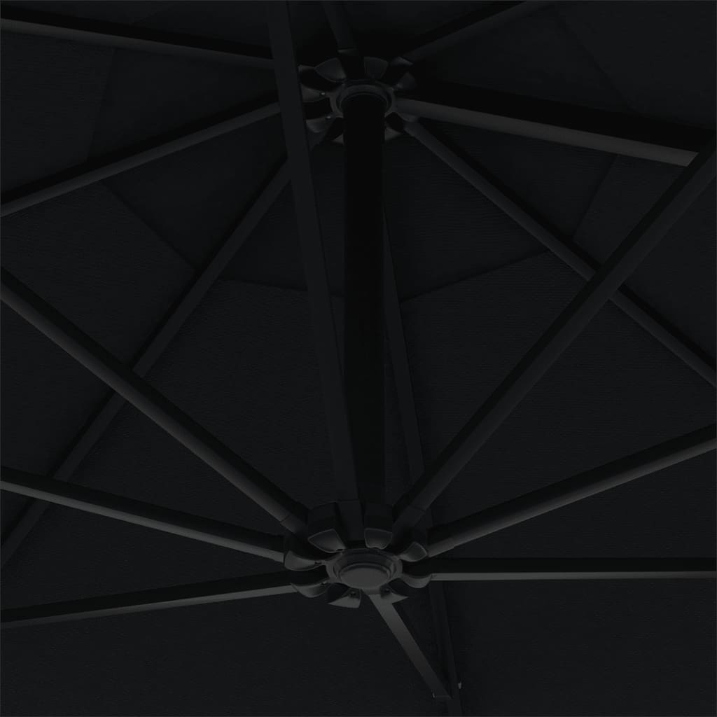 vidaXL Ομπρέλα Τοίχου Μαύρη 300 εκ. με Μεταλλικό Ιστό