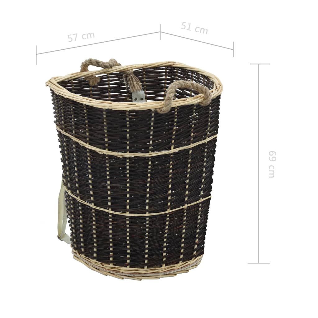 vidaXL Καλάθι Πλάτης για Μεταφορά Ξύλων 57x51x69 εκ. από Φυσική Ιτιά