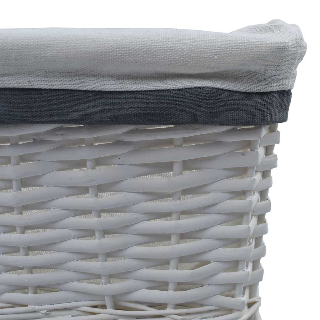 vidaXL Σετ Καλάθια Αποθήκευσης 3 τεμ. Λευκά Στοιβαζόμενα Φυσική Ιτιά