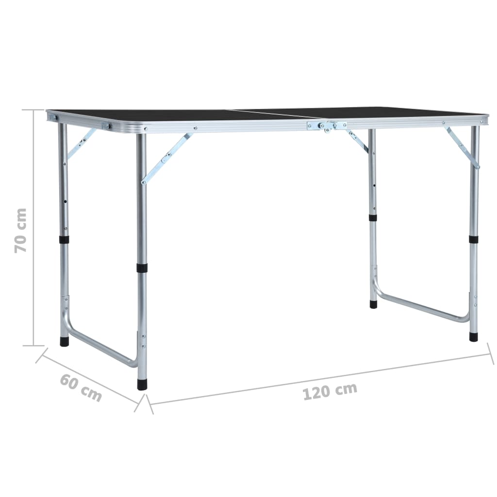 vidaXL Τραπέζι Κάμπινγκ Πτυσσόμενο Γκρι 120 x 60 εκ. Αλουμινίου