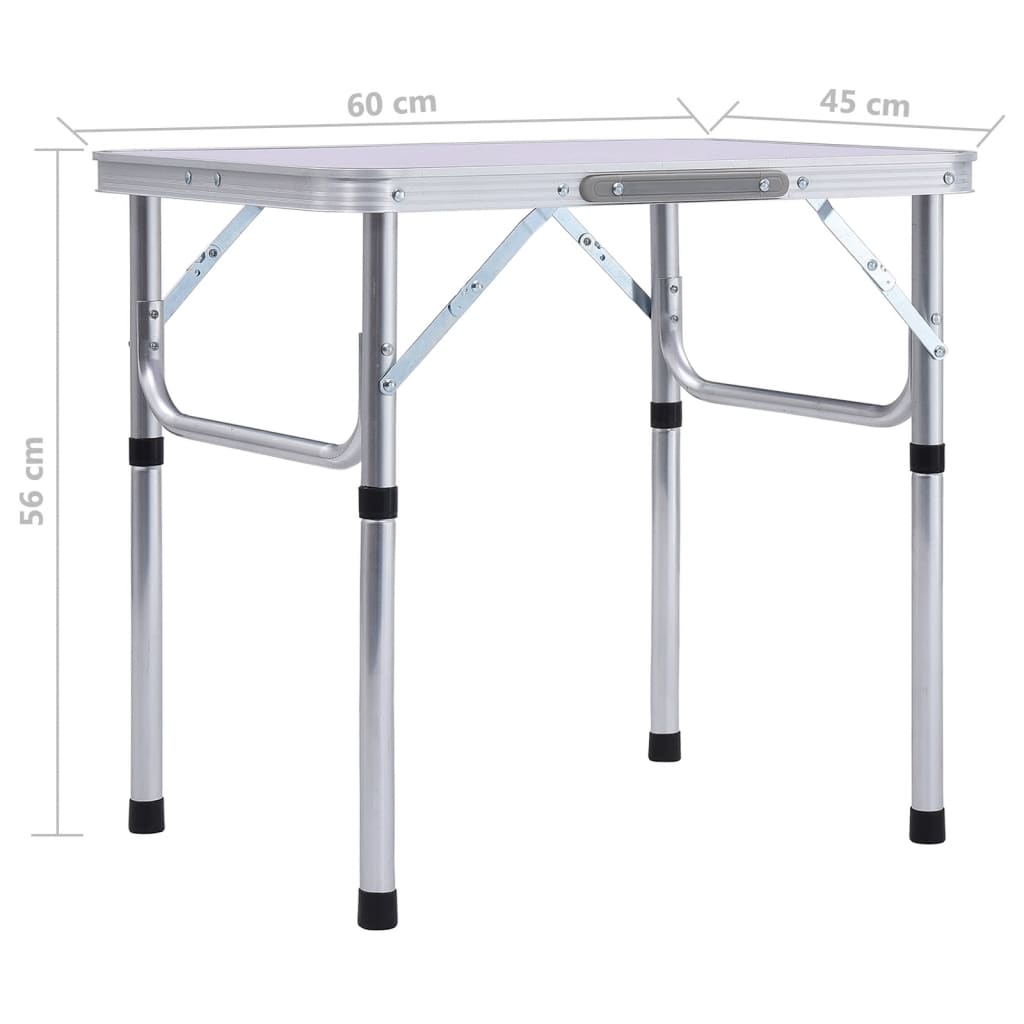 vidaXL Τραπέζι Κάμπινγκ Πτυσσόμενο Λευκό 60 x 45 εκ. Αλουμινίου