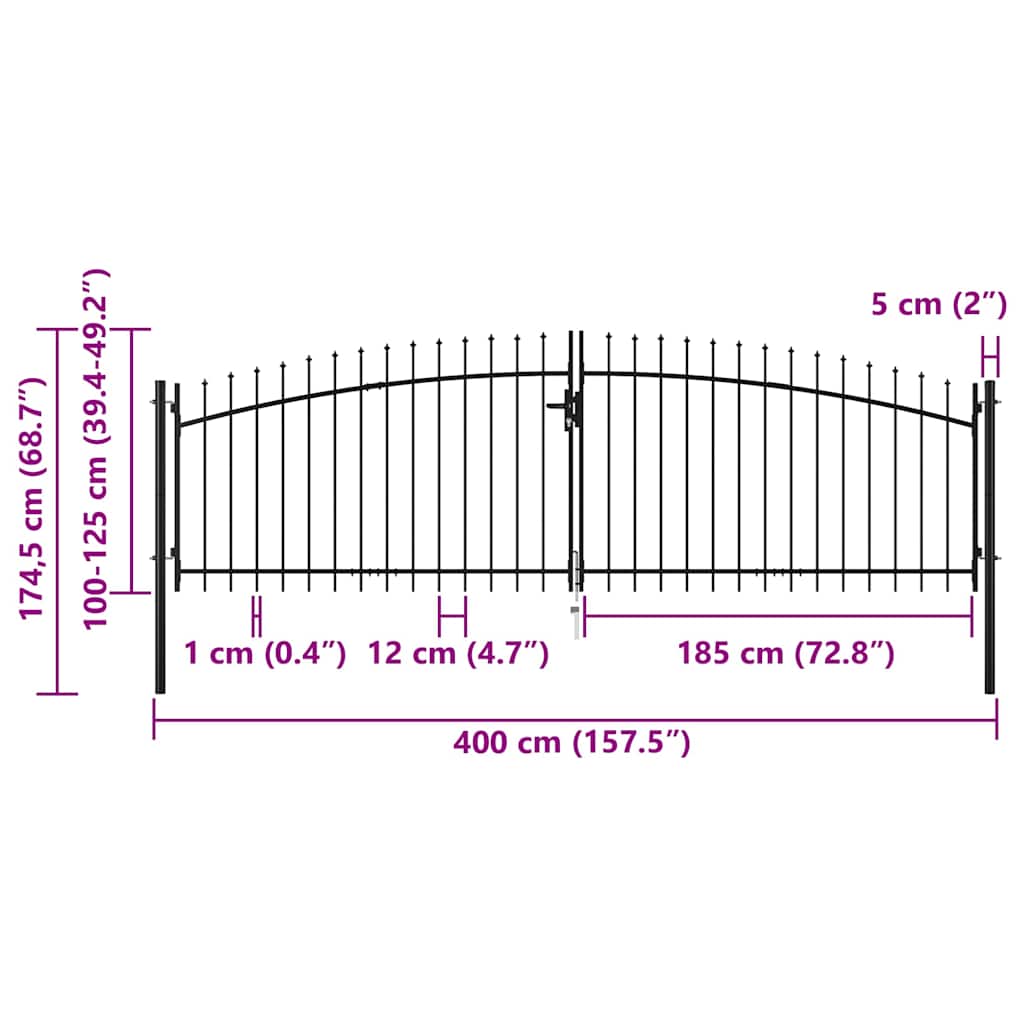 vidaXL Πόρτα με Διπλή Πόρτα Woerden με Κορυφή Λόγχης 400x174,5 εκ.