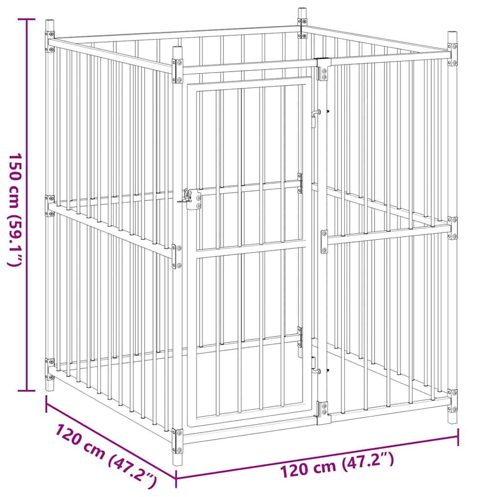 vidaXL Κλουβί Σκύλου Εξωτερικού Χώρου 120 x 120 x 150 εκ.