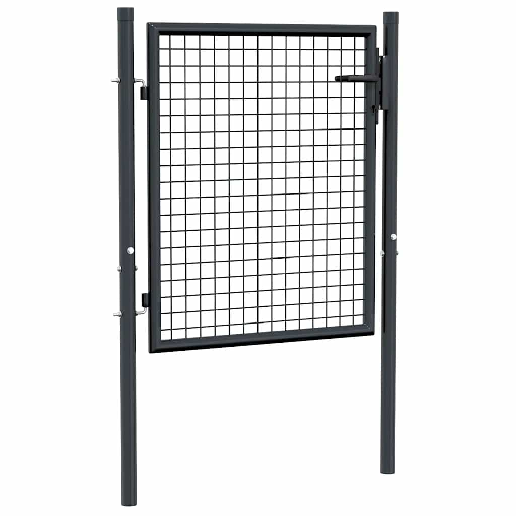vidaXL Πόρτα Κήπου με Πλέγμα Γκρι 100x75 εκ. από Γαλβανισμένο Ατσάλι