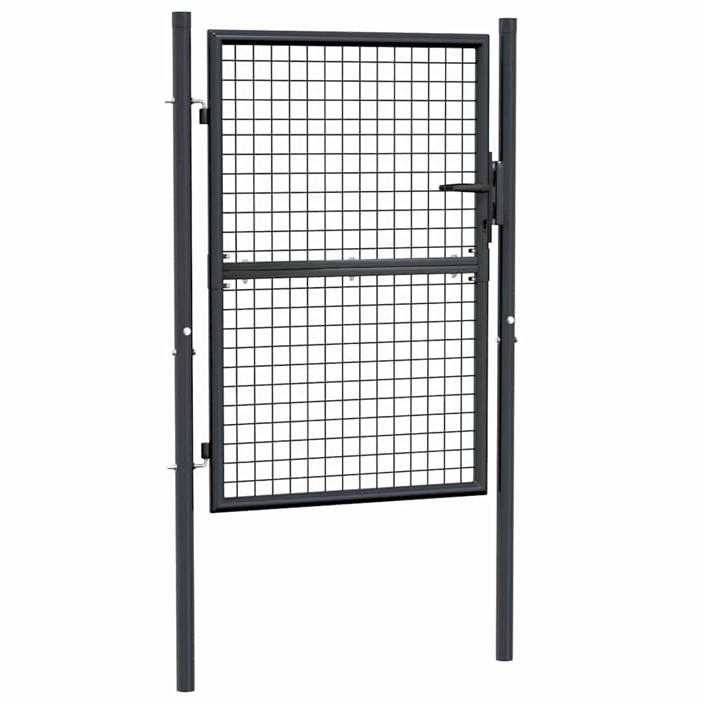 vidaXL Πόρτα Κήπου με Πλέγμα Γκρι 100x125 εκ. από Γαλβανισμένο Ατσάλι