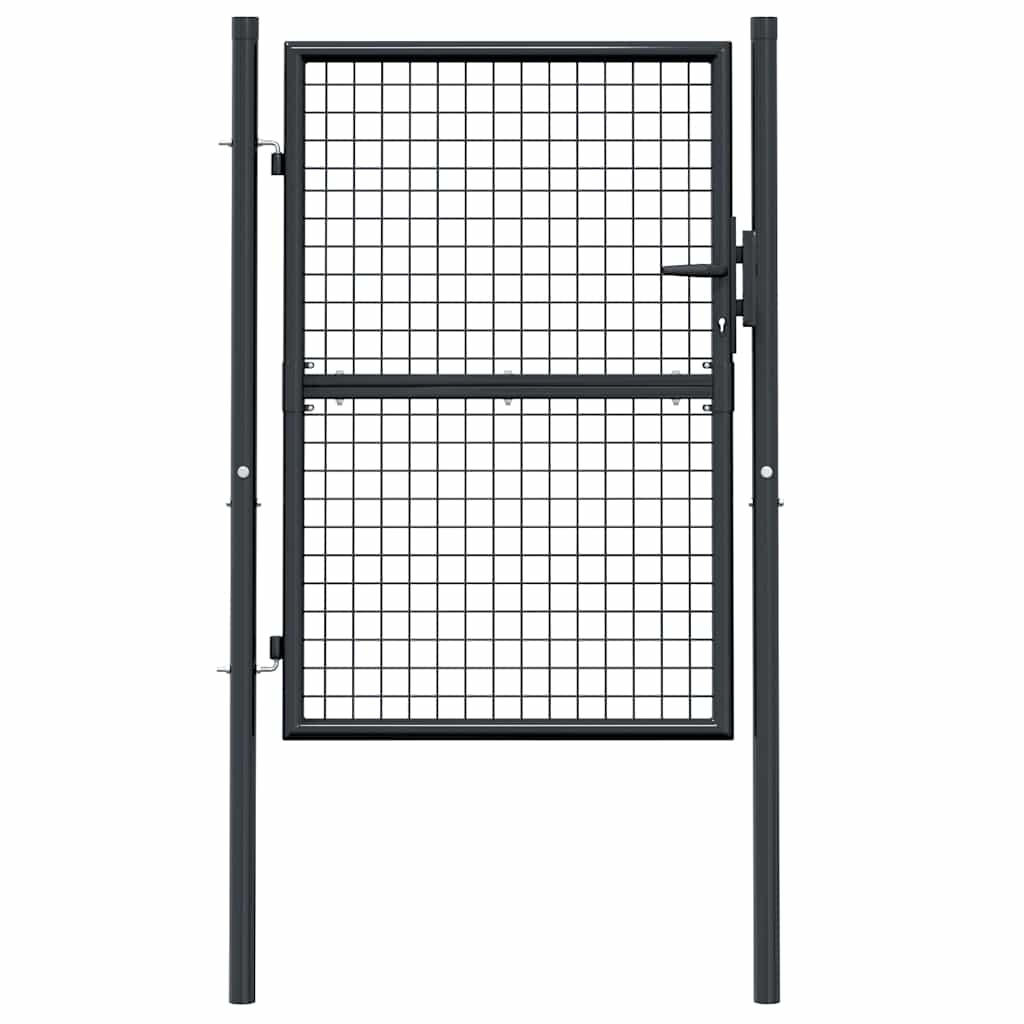 vidaXL Πόρτα Κήπου με Πλέγμα Γκρι 100x125 εκ. από Γαλβανισμένο Ατσάλι