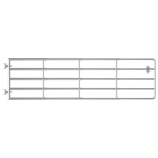 vidaXL Πόρτα Αγροκτήματος με 5 Μπάρες Ασημί (115-300)x90 εκ. Ατσάλινη