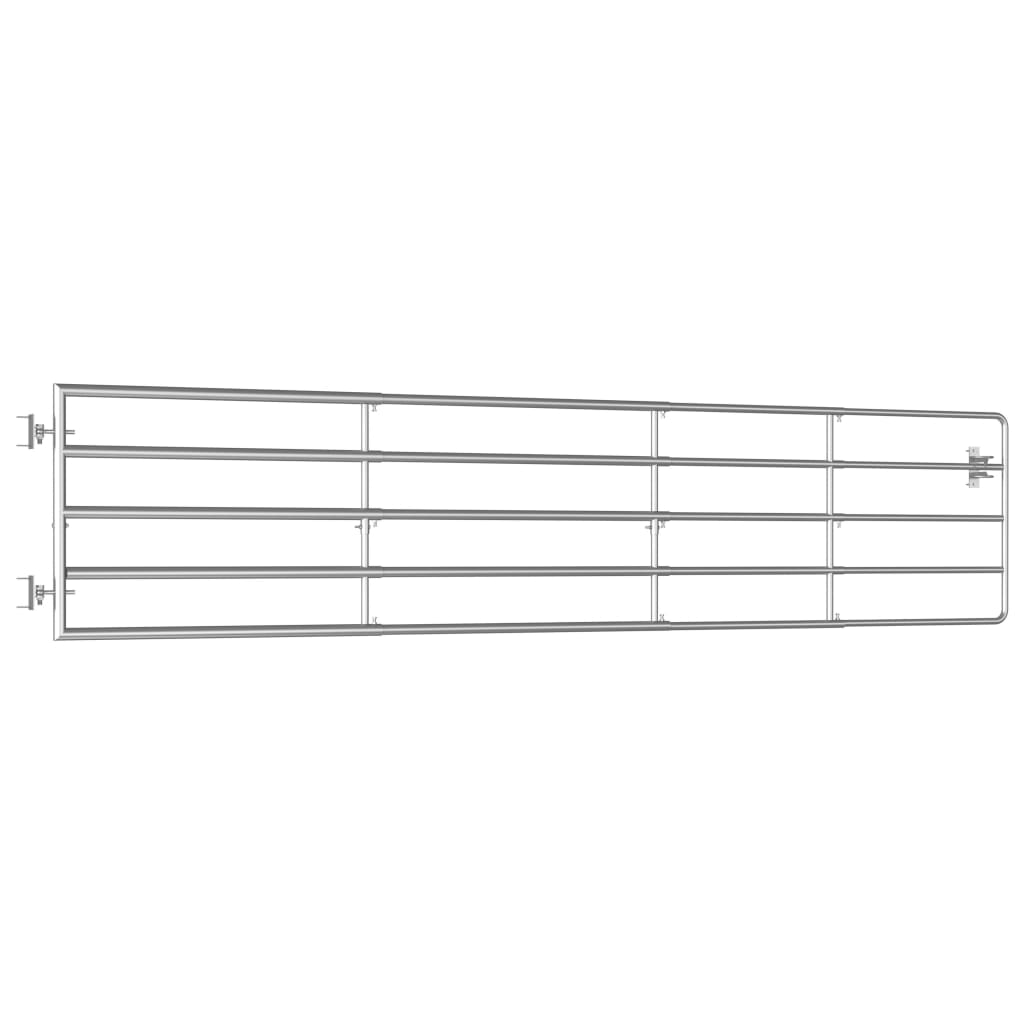 vidaXL Πόρτα Αγροκτήματος με 5 Μπάρες Ασημί (150-400)x90 εκ. Ατσάλινη