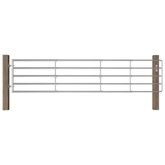 vidaXL Πόρτα Αγροκτήματος με 5 Μπάρες Ασημί (150-400)x90 εκ. Ατσάλινη