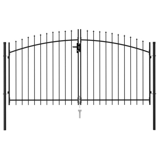 vidaXL Καγκελόπορτα Διπλή με Ακίδες Μαύρη 3 x 1,5 μ. Ατσάλινη