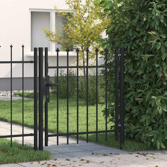 vidaXL Πόρτα Περίφραξης BOXTEL Μονή Πόρτα με Ακίδα, Μαύρη από Ατσάλι 1x1 μ.