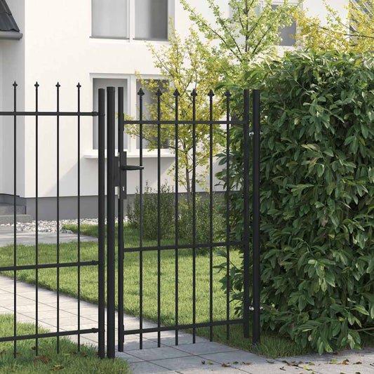 vidaXL Πόρτα Περίφραξης BOXTEL Μονή Πόρτα με Ακίδα, Μαύρη από Ατσάλι 1x1,5 μ.