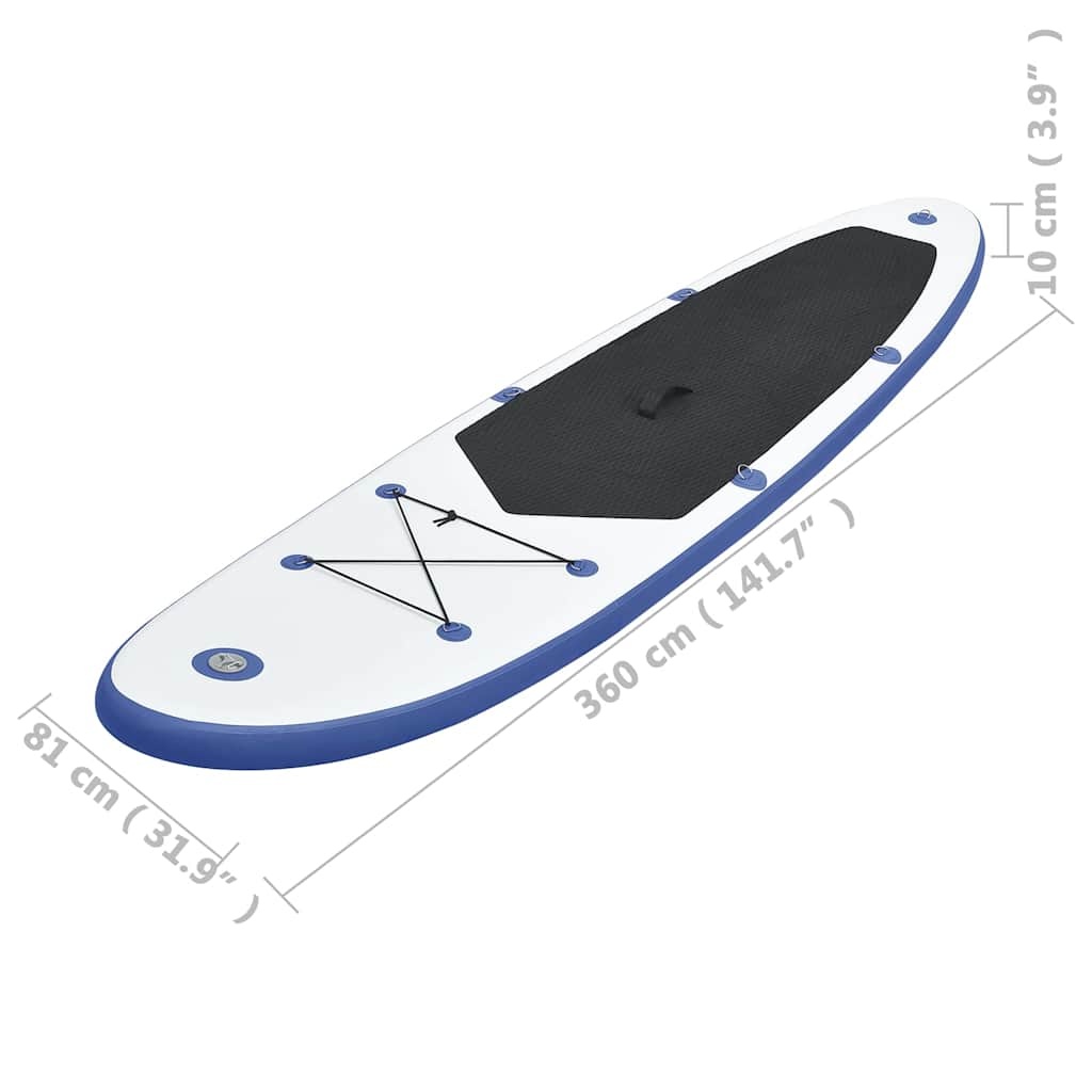 vidaXL Σετ Σανίδας Stand Up Paddle / Surf Φουσκωτό Μπλε και Λευκό