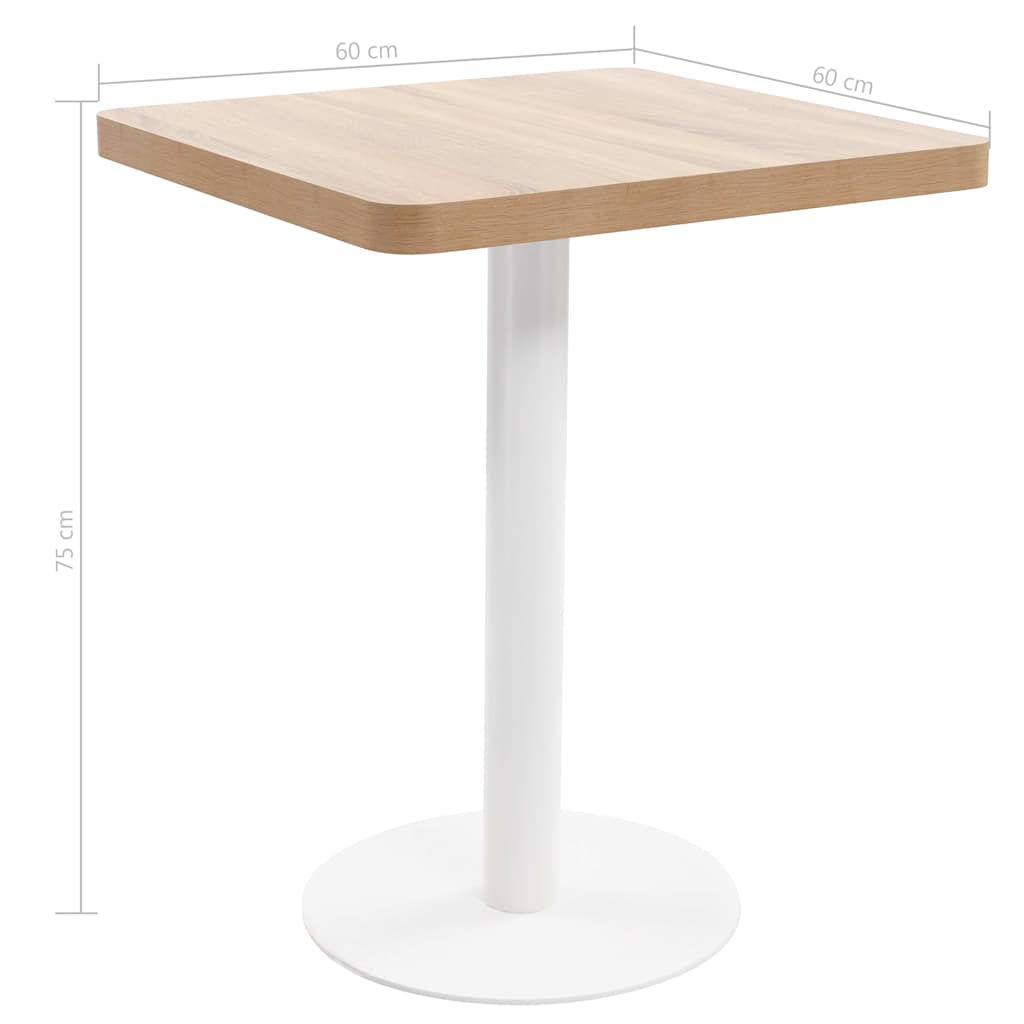vidaXL Τραπέζι Bistro Ανοιχτό Καφέ 60 x 60 εκ. από MDF