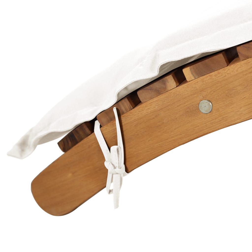 vidaXL Ξαπλώστρα Κρεμ από Μασίφ Ξύλο Ακακίας με Μαξιλάρι