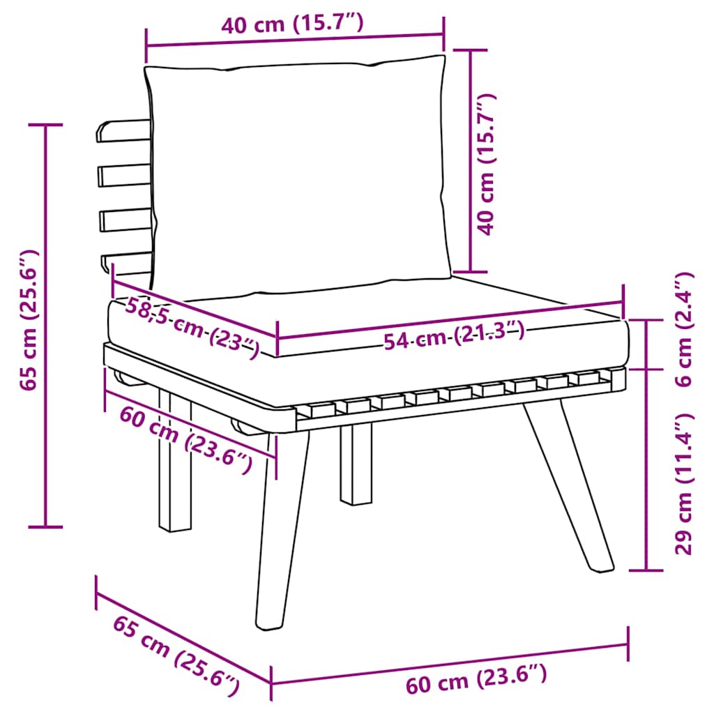 vidaXL Καρέκλα Κήπου από Μασίφ Ξύλο Ακακίας με Μαξιλάρια