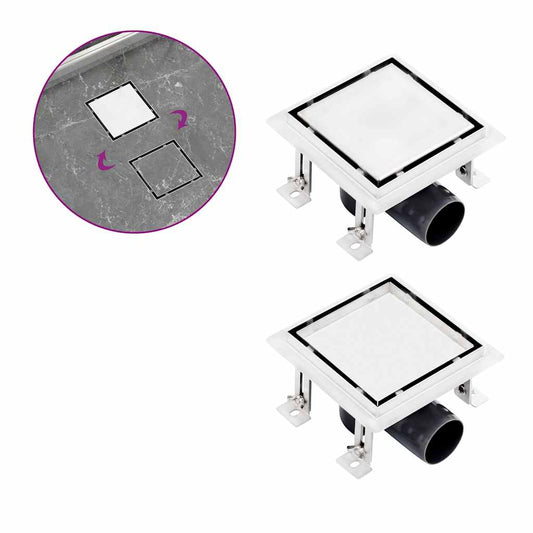 vidaXL Σιφόνι 2 σε 1 Επίπεδο/Ένθετο Πλακιδίου 15x15 εκ. Ανοξ. Ατσάλι