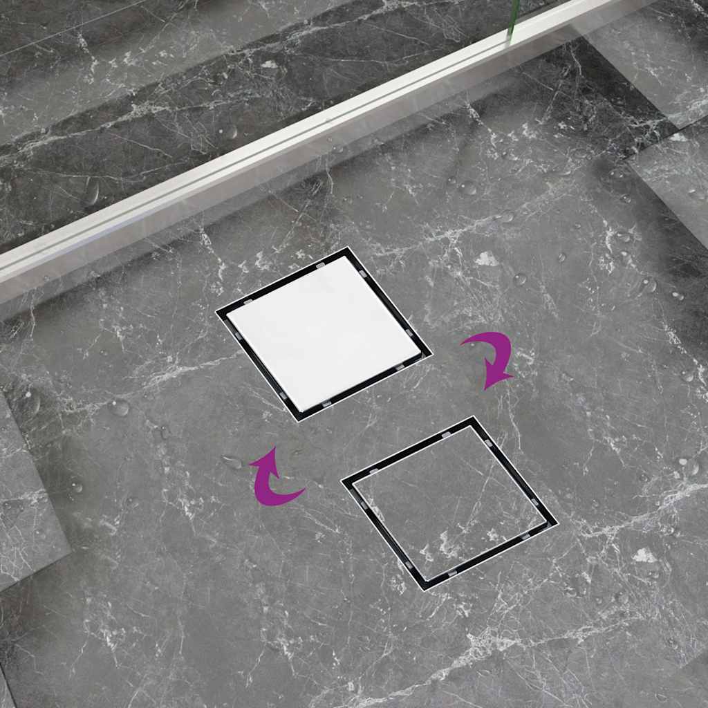 vidaXL Σιφόνι 2 σε 1 Επίπεδο/Ένθετο Πλακιδίου 15x15 εκ. Ανοξ. Ατσάλι