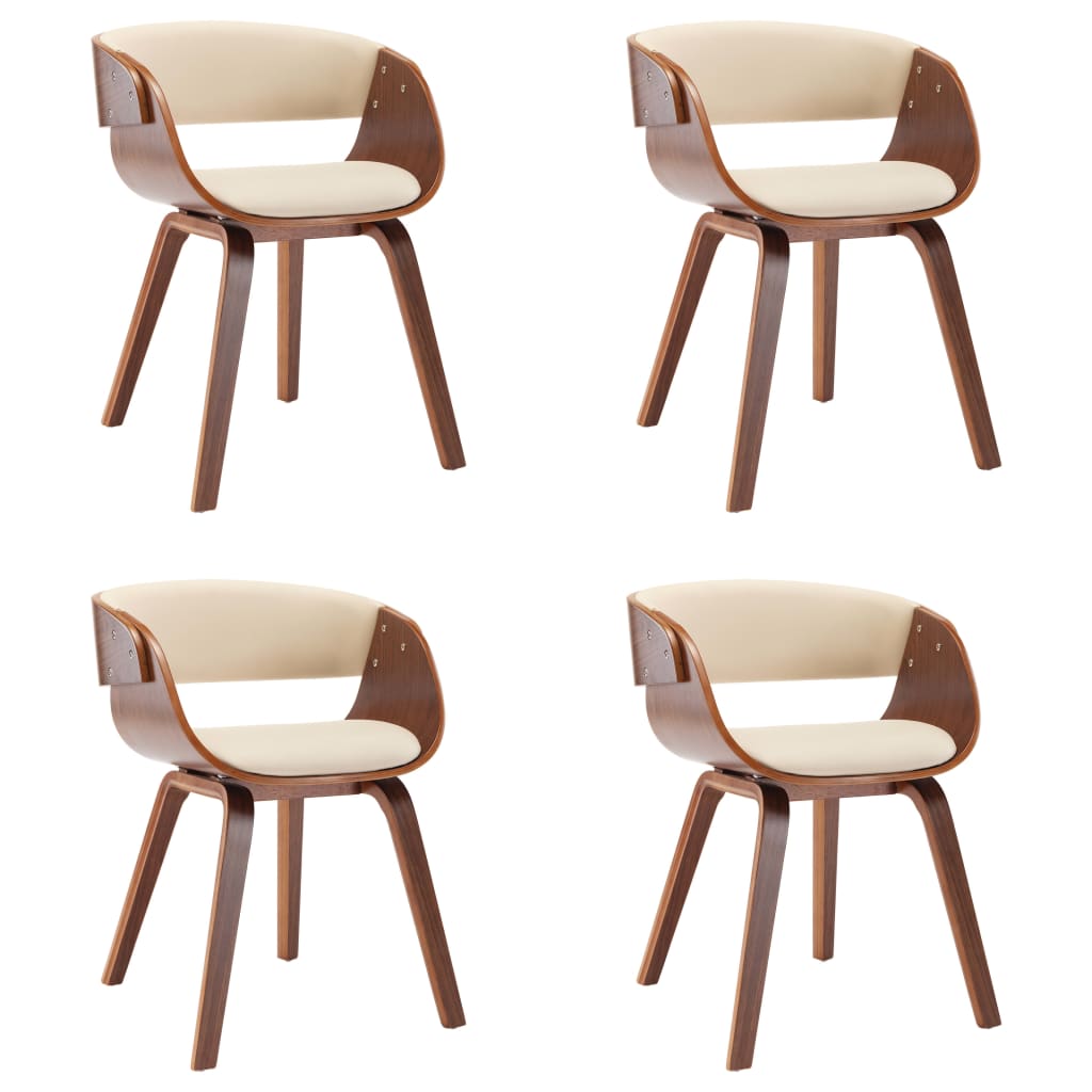 vidaXL Καρέκλες Τραπεζαρίας 4 τεμ. Κρεμ Λυγισμένο Ξύλο/Συνθετικό Δέρμα