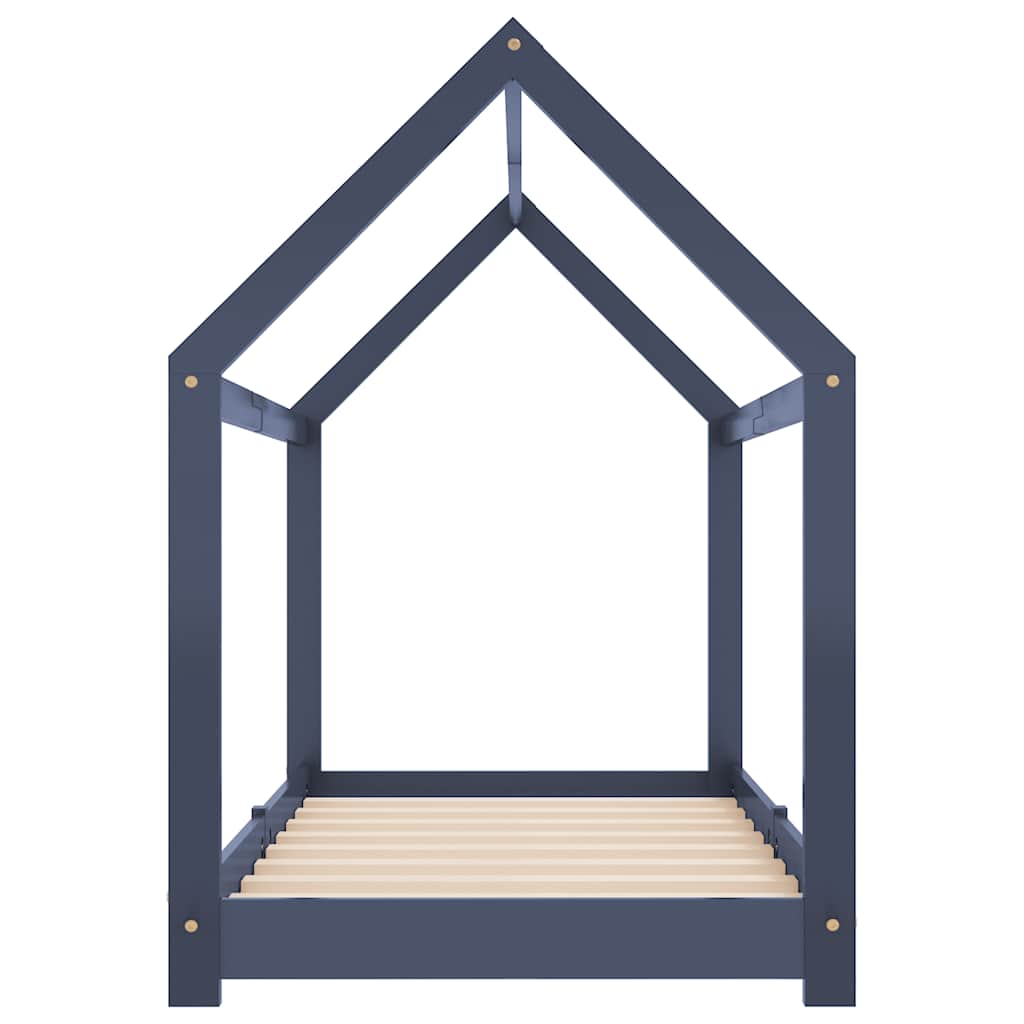 vidaXL Πλαίσιο Κρεβατιού Παιδικό Γκρι 70 x 140 εκ. Μασίφ Ξύλο Πεύκου