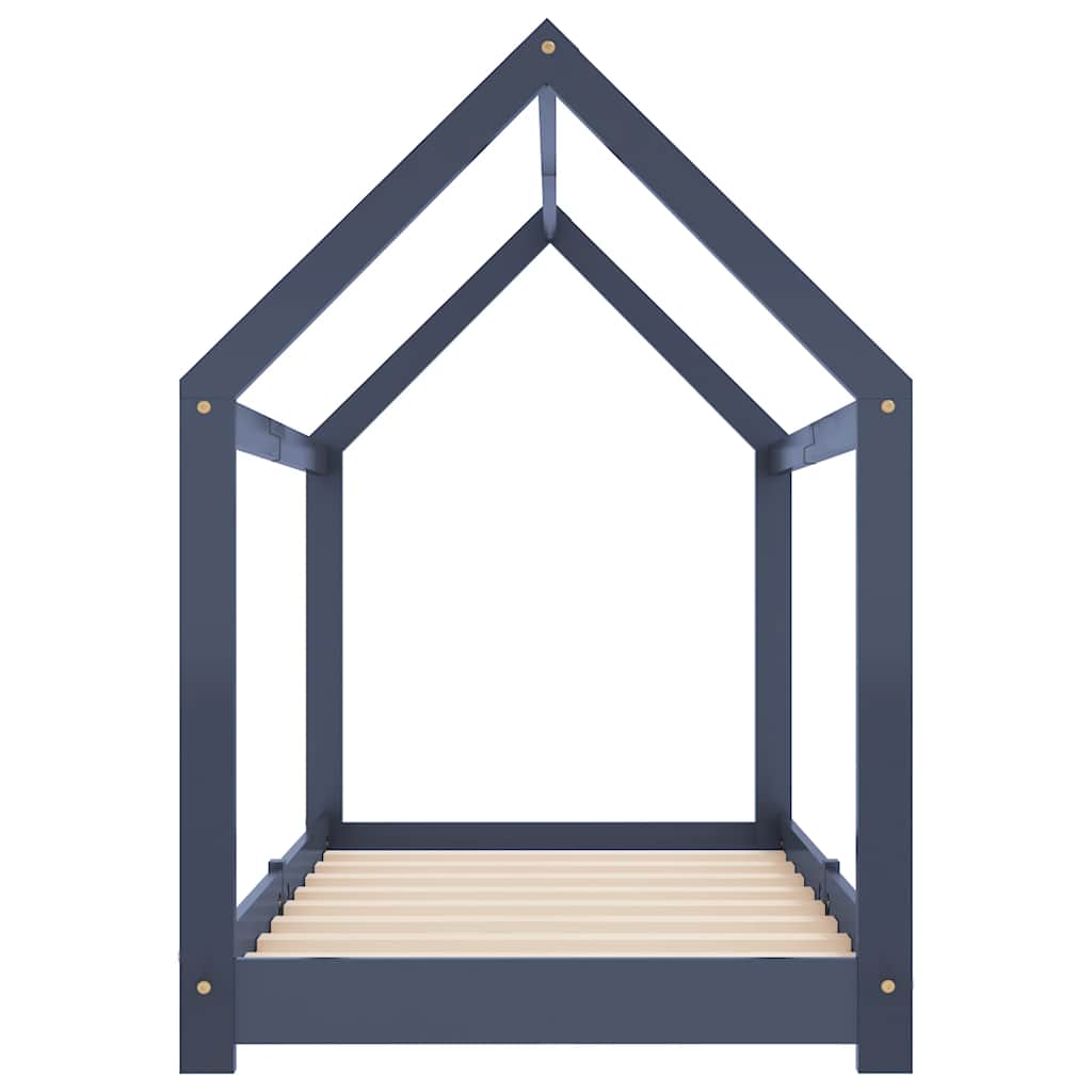 vidaXL Πλαίσιο Κρεβατιού Παιδικό Γκρι 80 x 160 εκ. Μασίφ Ξύλο Πεύκου