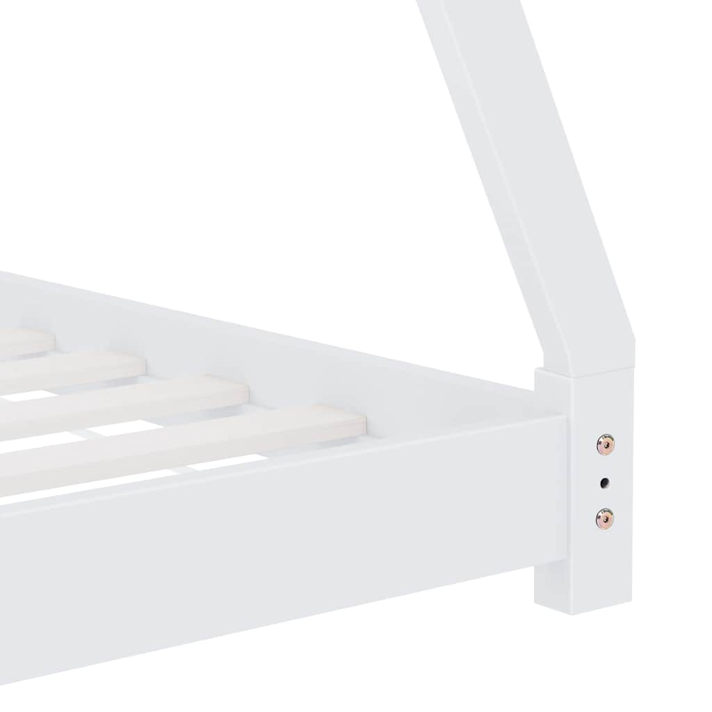 vidaXL Πλαίσιο Κρεβατιού Παιδικό Λευκό 90 x 200 εκ. Μασίφ Ξύλο Πεύκου